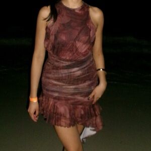 Fashion Nova Asymmetrical Brown Dress